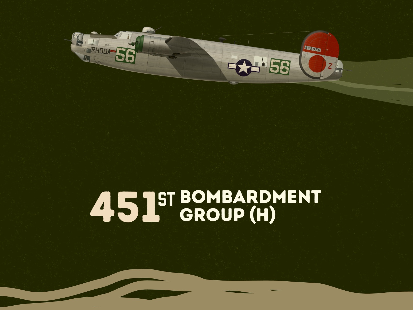 The 451st Bombardment Group logo we designed, beneath an illustrated B-24 Liberator